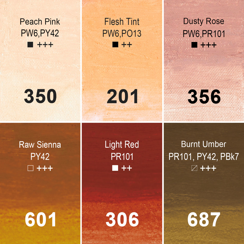 PHOENIX Water-Soluble Oil Paint Sticks - 6 Skin Tones, 37ml