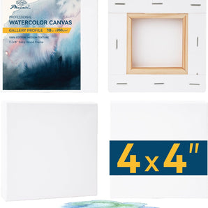 PHOENIX 4x4 Inch Gallery Depth Watercolor Canvas 4 Pack 1.5 In Deep