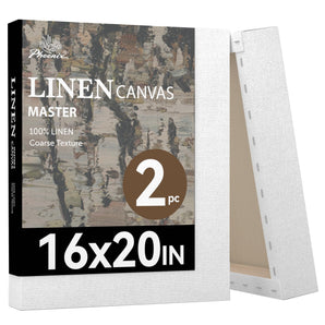 2 Pack PHOENIX 13 Oz Linen Stretched Canvas for Oil & Acrylic Painting 16X20IN