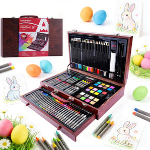 AUREUO 140-Piece Deluxe Art Set with Wooden Storage Case