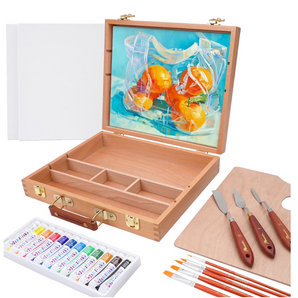 AUREUO Acrylic Painting Art Sets 24 Piece with Wooden Case