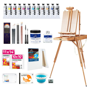 PHOENIX Professional Acrylic Painting Set with Beechwood French Easel