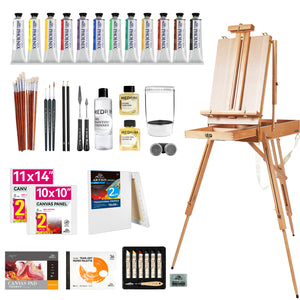 PHOENIX Professional Oil Painting Set with Beechwood French Easel