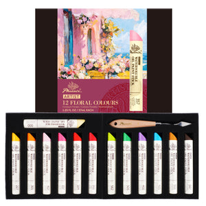 PHOENIX Water-Soluble Oil Paint Sticks - 12 Floral Colors, 37ml