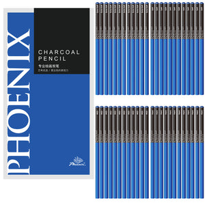 PHOENIX 48pcs Charcoal Pencils Drawing Set, Soft Medium And Hard Charcoal Pencils for Drawing, Sketching, Shading - Designed for Art Students