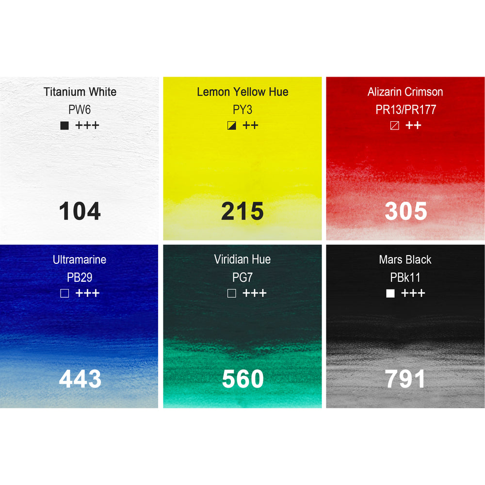 PHOENIX Water-Soluble Oil Paint Sticks - 6 Basic Colors, 37ml