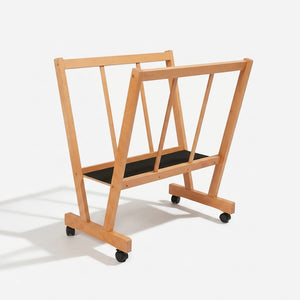 PHOENIX Mobile Wooden Art Print Rack with Wheels for Canvas-Natural