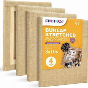 AUREUO Burlap Natural Jute Stretched Canvas