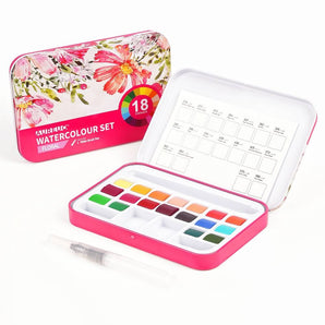 AUREUO Travel Watercolor Floral 18 Colors Set