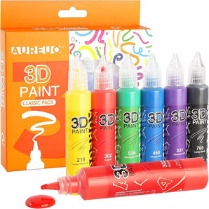 AUREUO 3D Acrylic Paint Pens 6 Colors 25ML