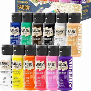 AUREUO Fabric Acrylic Paint Set 12 Colors 59ML