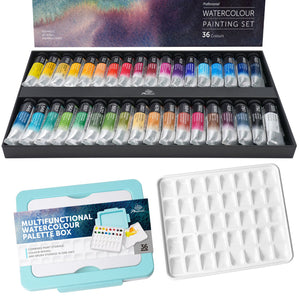 PHOENIX Professional Watercolor Paint Tube Set – 36 Colors with Palette Box
