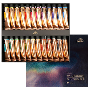 PHOENIX Professional Watercolor Paint Tube Set – 24 Colors