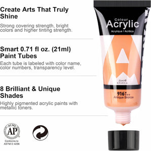 AUREUO Metallic Acrylic Paint Set 8 Colors 21ML