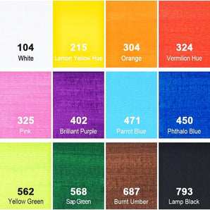 AUREUO Matte Acrylic Paint Set 12 Colors 59ML
