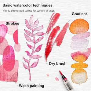 AUREUO Travel Watercolor Floral 18 Colors Set