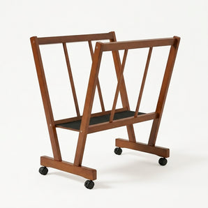 PHOENIX Mobile Wooden Art Print Rack with Wheels for Canvas-Light Walnut