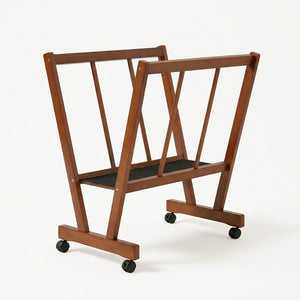 PHOENIX Mobile Wooden Art Print Rack with Wheels for Canvas-Light Walnut
