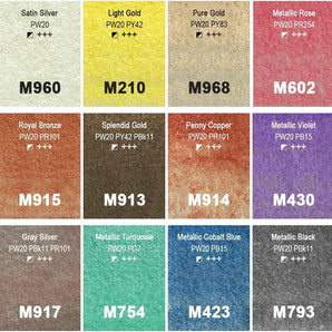 PHOENIX Special Metallic Watercolor 12 Colors Tin Box