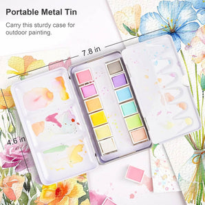 PHOENIX Special Pastel Watercolor 12 Colors Tin Box