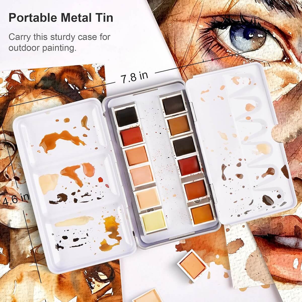 PHOENIX 12 Skin Tone Watercolor Paint Set - Artist Grade Half Pans Palette
