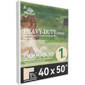1 Pack PHOENIX 40X50 Inch Master Heavy Duty Stretched Canvas - Master Series Gesso Primed Cotton Archival Canvases for Professional Artists