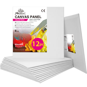 12PACK PHOENIX Studio 100% Cotton Canvas Panels 8X8IN