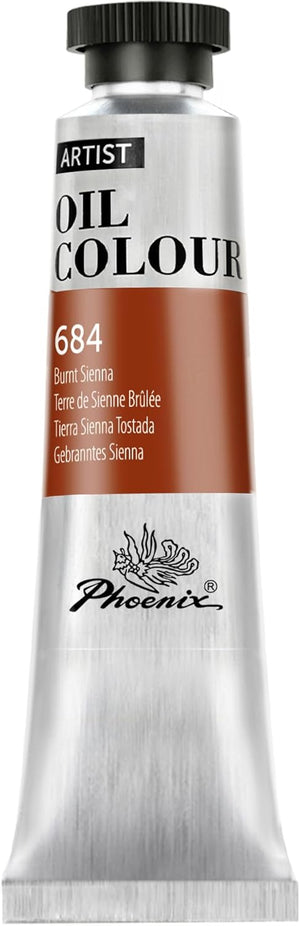 PHOENIX Burnt Sienna Oil Paint - 40ml / 1.35 Fl oz. Single Tube - Artist Quality Oil Based Paint for Professionals