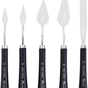 PHOENIX Flexible Palette Knife Set - 5 Pieces Stainless Steel Painting Knives, Art Knife with Wood Handle, Paint Spatula for Oil Acrylic Paint