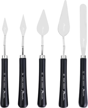 PHOENIX Flexible Palette Knife Set - 5 Pieces Stainless Steel Painting Knives, Art Knife with Wood Handle, Paint Spatula for Oil Acrylic Paint