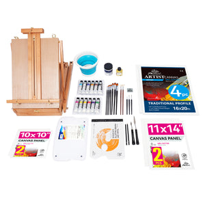PHOENIX Professional Acrylic Painting Set with Beechwood French Easel