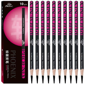PHOENIX 10pcs Charcoal Pencils Drawing Set, Soft Medium And Hard Charcoal Pencils for Artists, Beginners, Professional Artists, Painting Art, Sketching