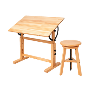 PHOENIX Artist Adjustable Wooden Drafting Table & Stool Set, Natural