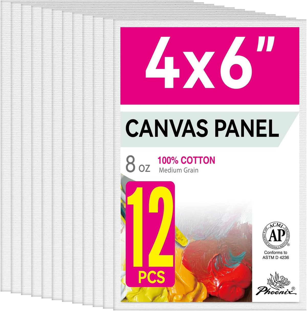 PHOENIX Studio 100% Cotton Canvas Panels  - Multi-Size Triple Primed Blank Art Boards
