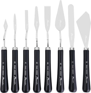 PHOENIX Flexible Palette Knife Set - 8 Stainless Steel Painting Knives with Gift Box, Art Knife with Wood Handle, Paint Spatula for Oil Acrylic Paint