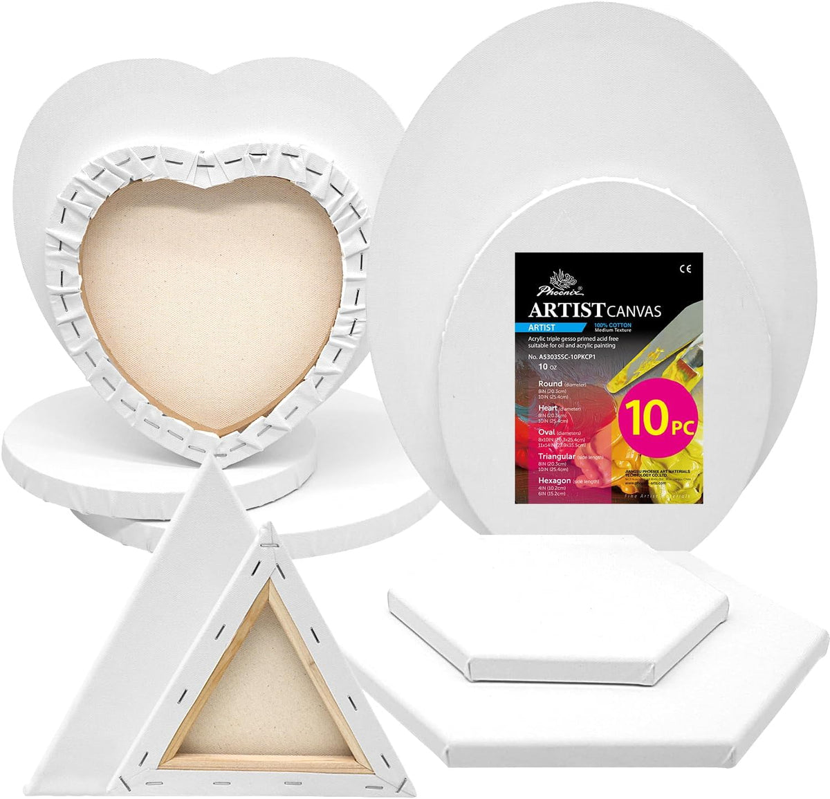 PHOENIX Multi-Shaped Stretched Canvas 10 Pack Set