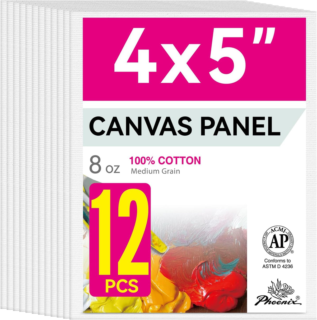 PHOENIX Studio 100% Cotton Canvas Panels  - Multi-Size Triple Primed Blank Art Boards