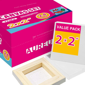 AUREUO Mini Stretched Canvas - 2x2 Inch/24 Pack