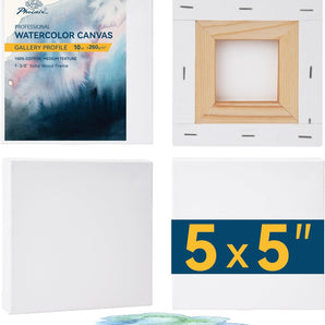 PHOENIX Gallery Depth Watercolor Canvas - 5x5 Inch/4 Pack, 1.5 in Deep