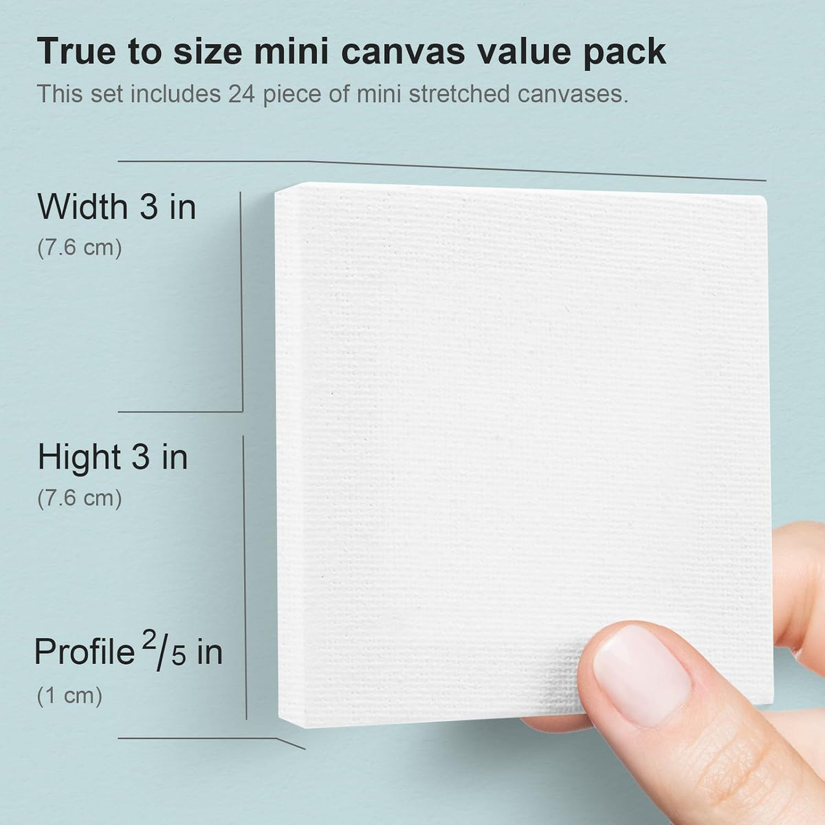 AUREUO Mini Stretched Canvas - 3x3 Inch/24 Pack