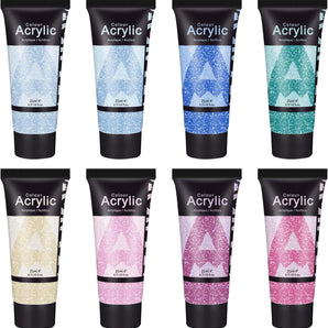 AUREUO Galaxy Glitter Acrylic Paint Set 8*21ml Glitter Colors