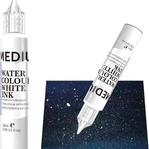 PHOENIX White Ink Pen for Watercolor - 28ml / 0.95 fl oz. Opaque White Gouache - Water Color Medium for Drawing, Calligraphy, Highlights & Illustration Watercolors Painting Supply