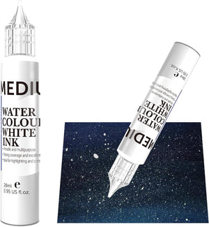 PHOENIX White Ink Pen for Watercolor - 28ml / 0.95 fl oz. Opaque White Gouache - Water Color Medium for Drawing, Calligraphy, Highlights & Illustration Watercolors Painting Supply