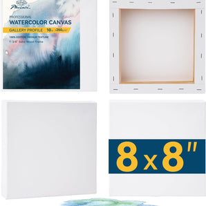 PHOENIX 8x8 Inch Gallery Depth Watercolor Canvas 4 Pack 1.5 In Deep