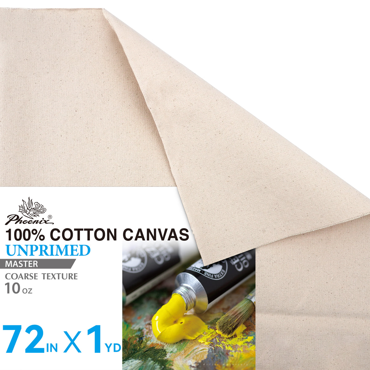 PHOENIX Heavy Duty Unprimed Cotton Canvas 72 Inch x 1 Yard