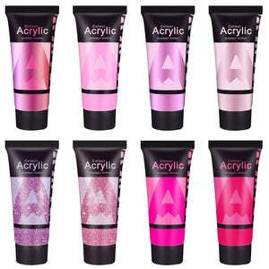 AUREUO Pink Acrylic Paint Set - Matte & Glitter Colors for Crafts