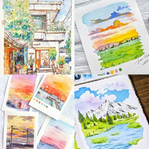 AUREUO Travel Watercolor Landscape 18 Colors Set