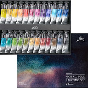 PHOENIX  Professional Watercolor Paint Set with 14ml Tubes - 24 Colors