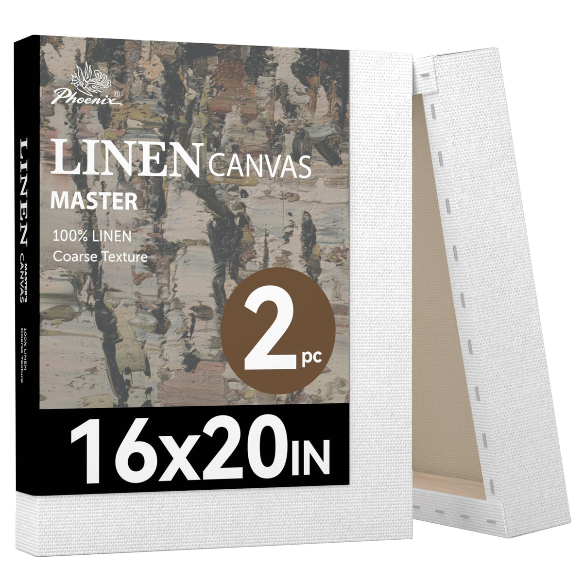 2 Pack PHOENIX 13 Oz Linen Stretched Canvas for Oil & Acrylic Painting 16X20IN