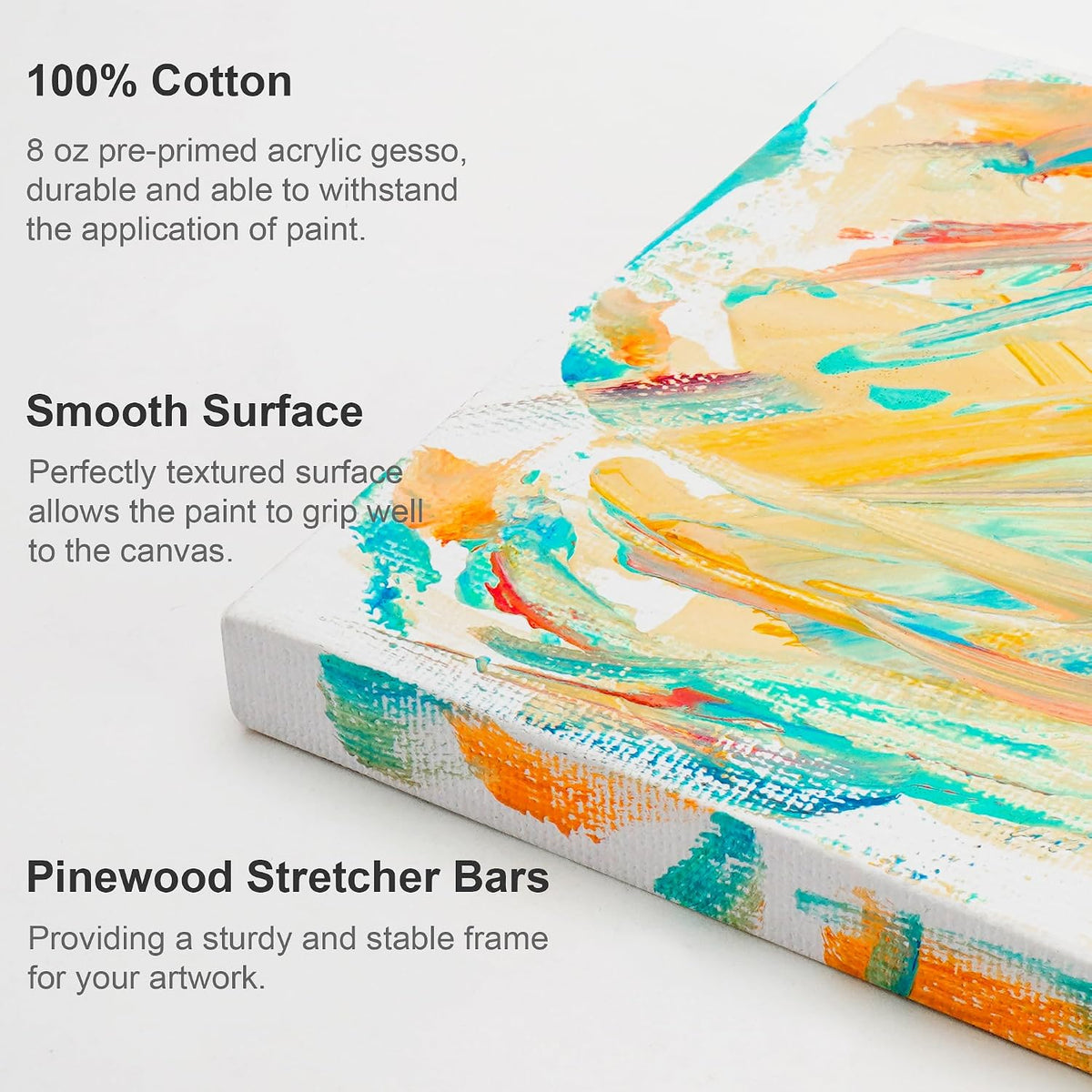 AUREUO Mini Stretched Canvas - 3x3 Inch/24 Pack